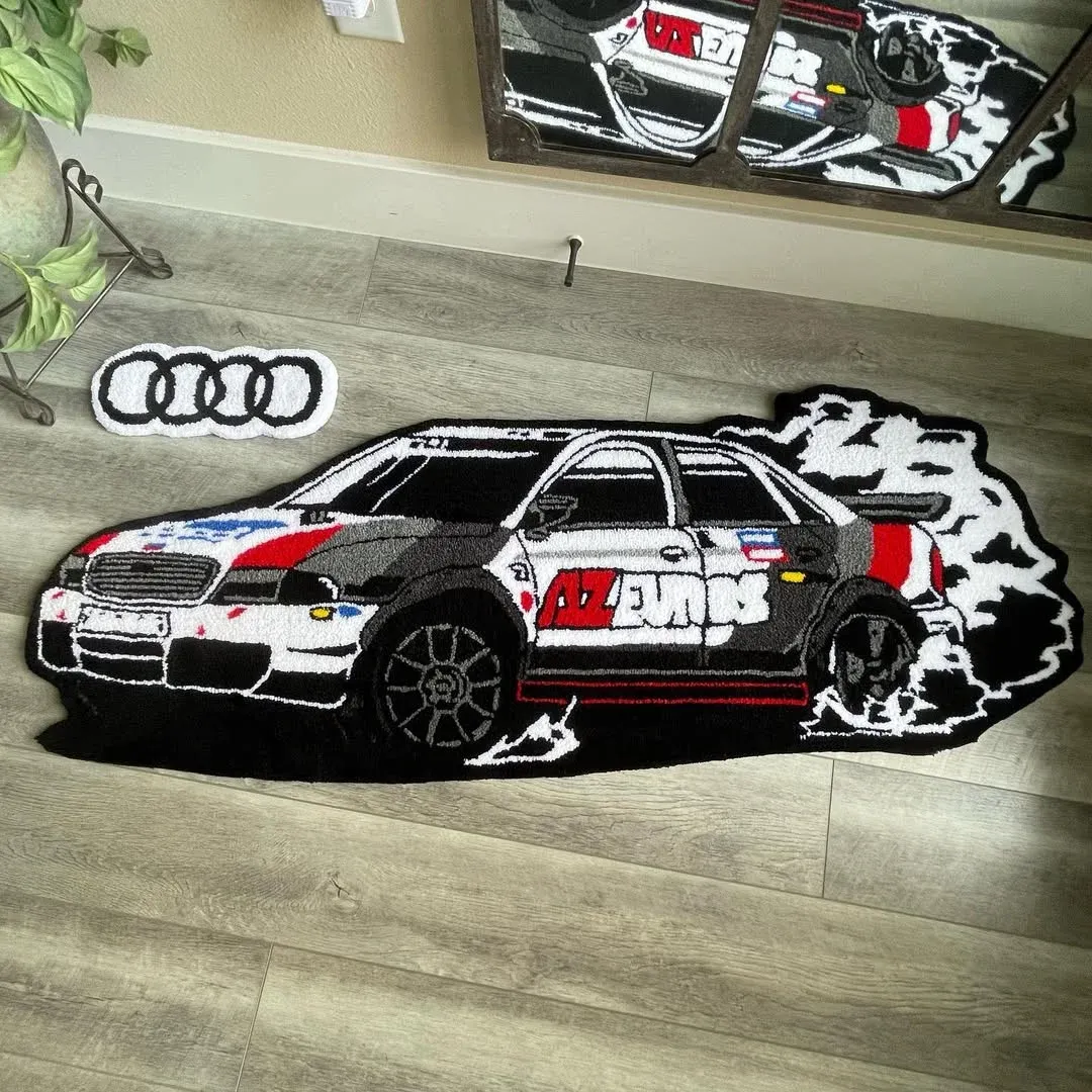 Custom Vintage Car Tufted Slip Rug, Home Decor Rug