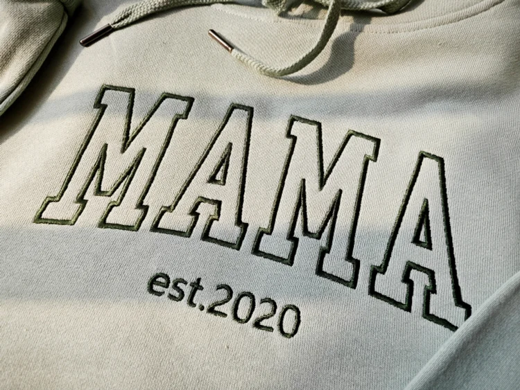 Custom Mama Embroidered Sweatshirt With Kids Names Sleeve