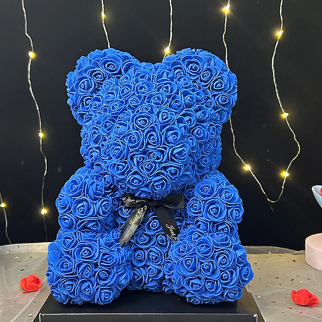 Rose Bear Artificial Foam Flowers with LED Light & Gift Box 