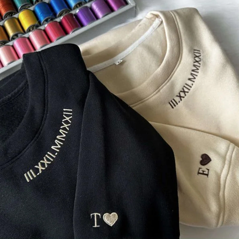 Custom Embroidered Date Roman Numeral T-shirt Roman Numeral Hoodie