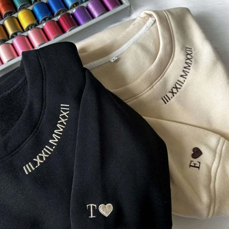 Custom Embroidered Date Roman Numeral T-shirt Roman Numeral Hoodie