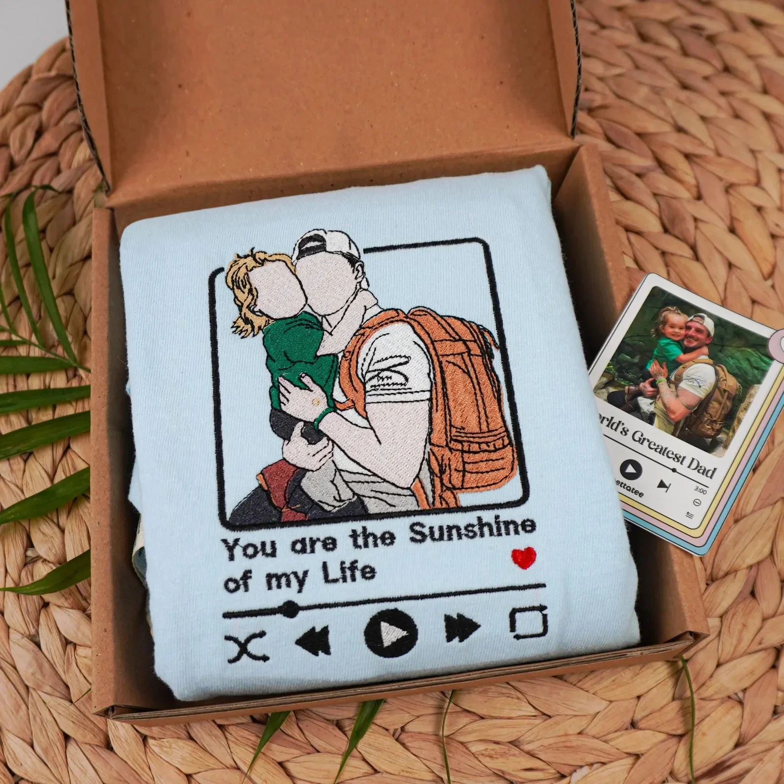 Custom Embroidered Photo Portrait Sweatshirt For Dad