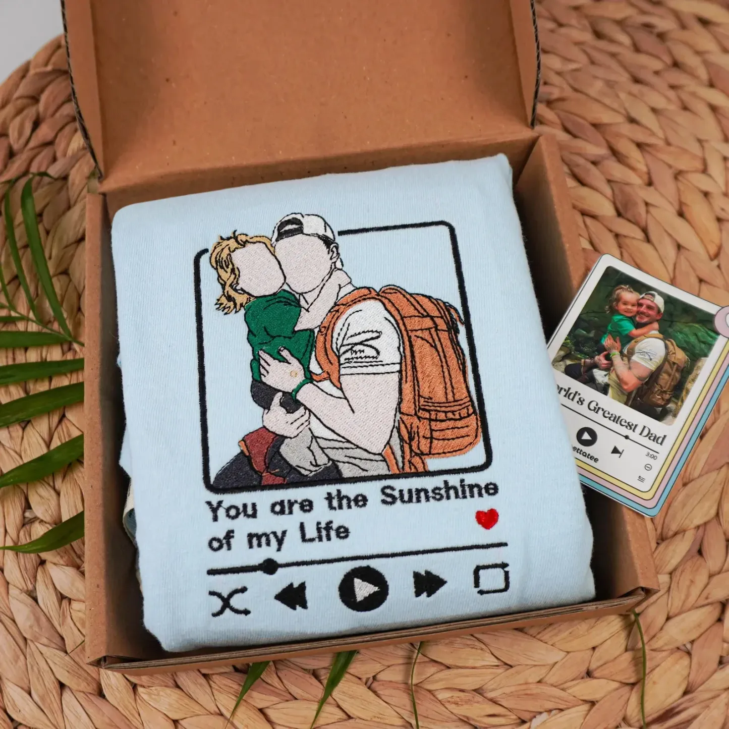 Custom Embroidered Photo Portrait Sweatshirt For Dad