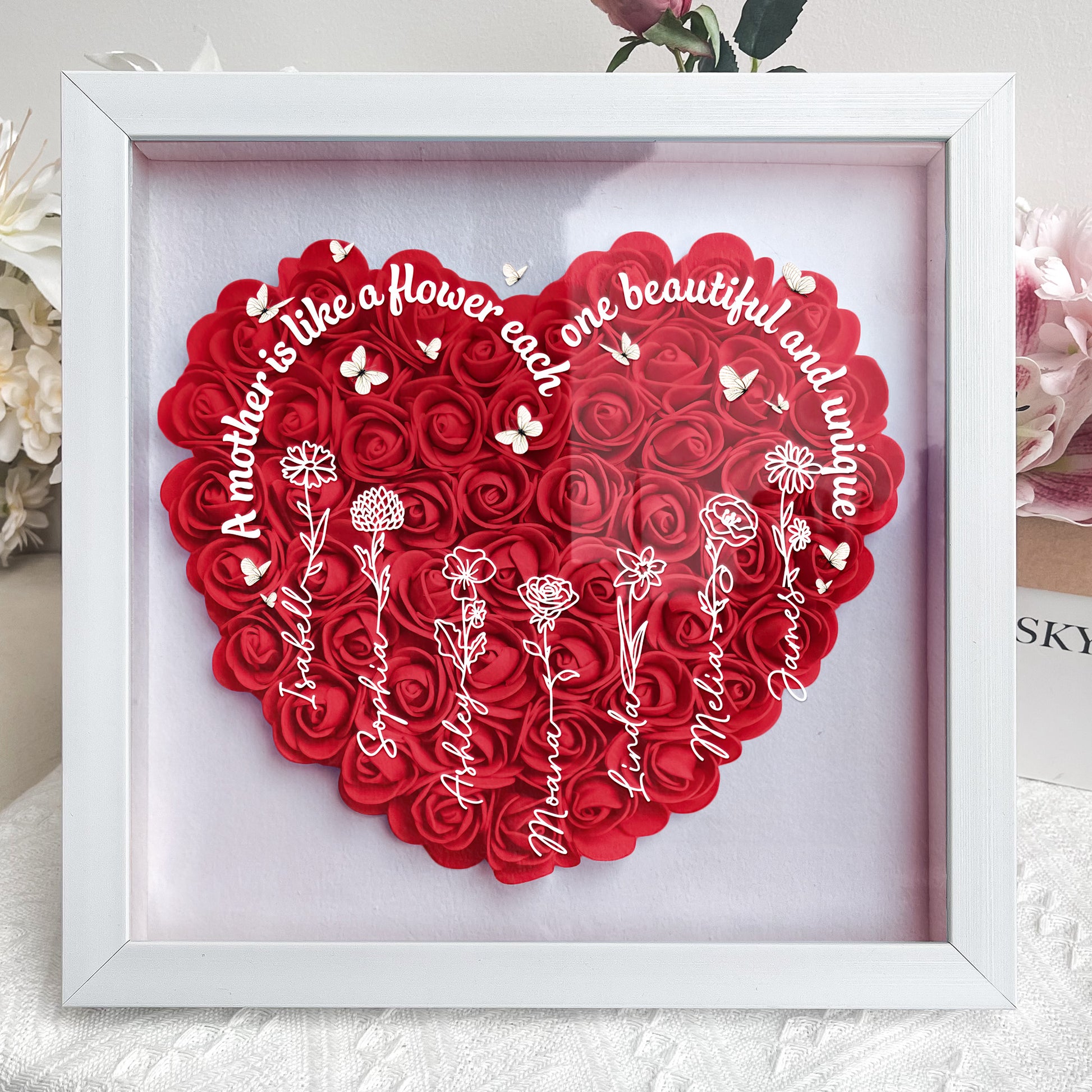 A Mother Is Like A Flower - Personalized Flower Shadow Box