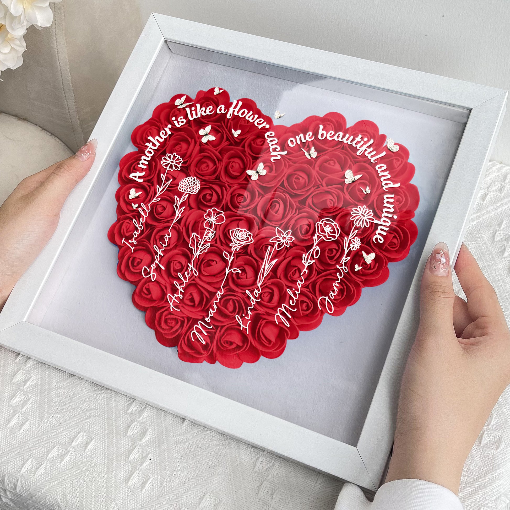 A Mother Is Like A Flower - Personalized Flower Shadow Box