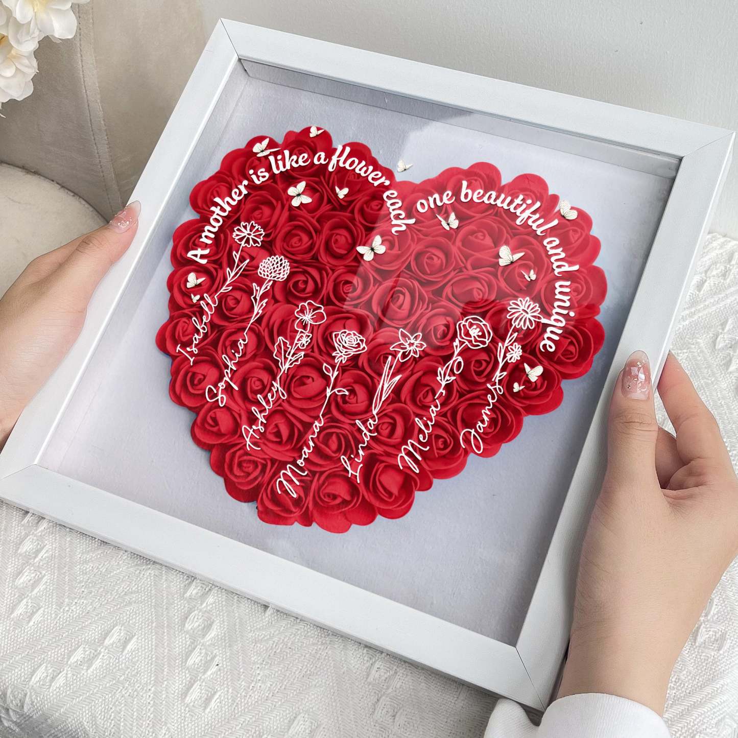 A Mother Is Like A Flower - Personalized Flower Shadow Box