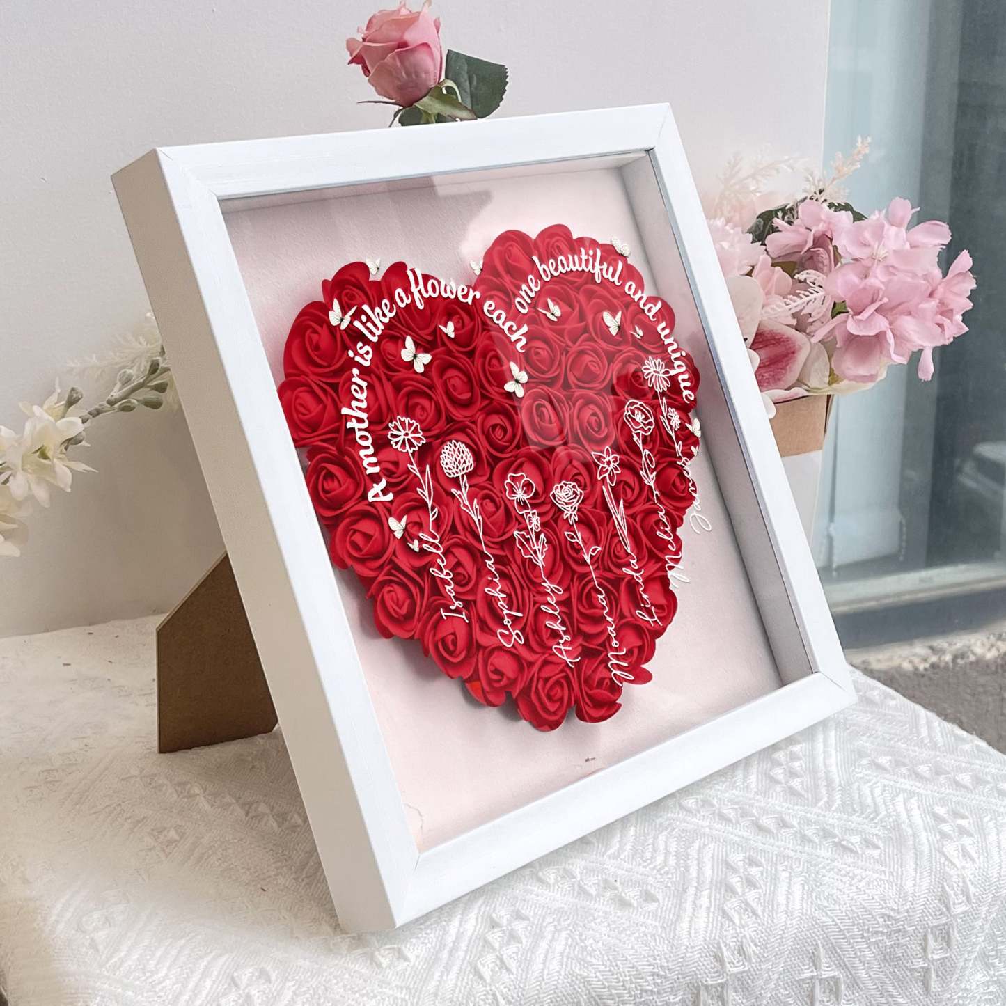 A Mother Is Like A Flower - Personalized Flower Shadow Box
