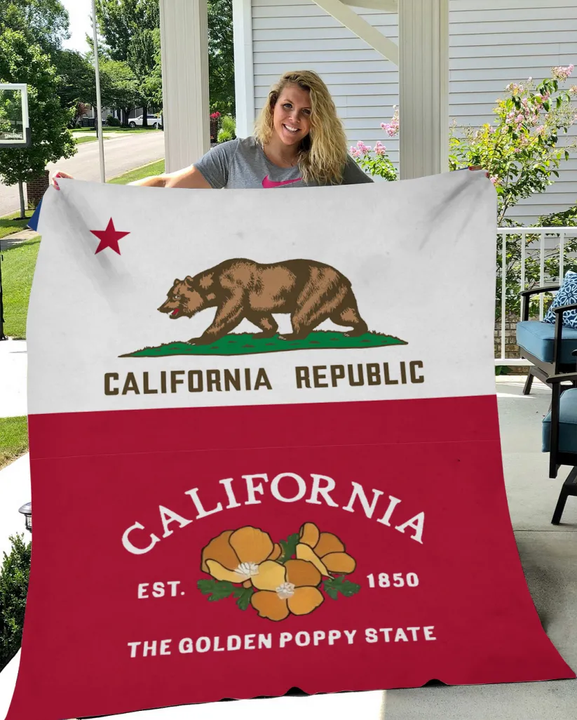 Custom California Flower/ Flag Blanket