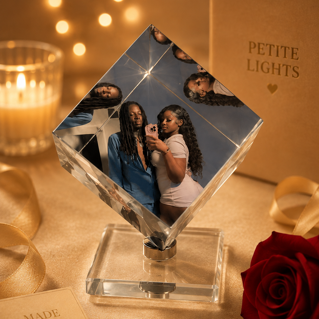 Custom Spinning Photo Keepsake Cube Personalized 3‑Memory Photo Display Unique Anniversary & Couple Gift