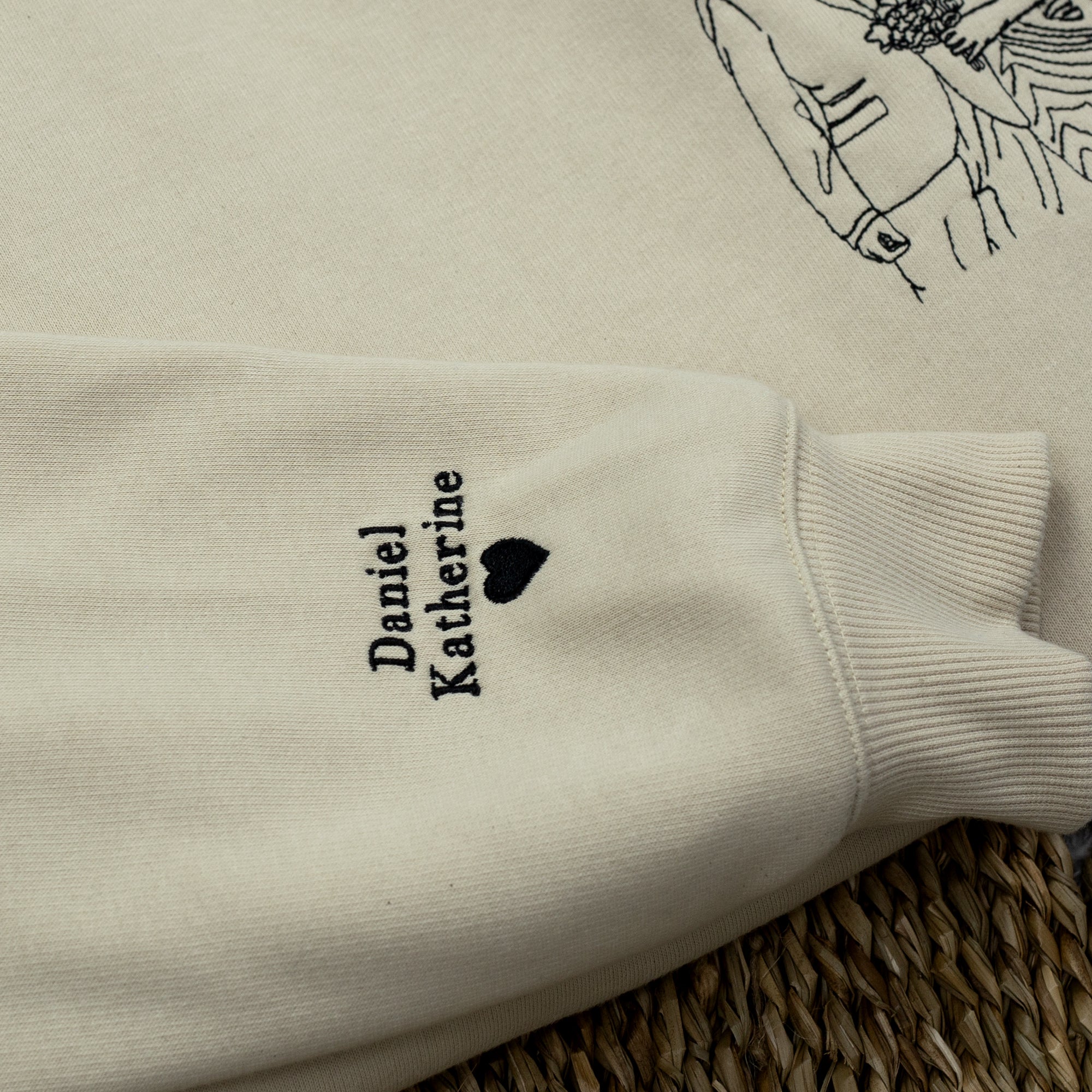 Custom Embroidered Couple Portrait Sweatshirt, Portrait From Photo Sweatshirt, Valentine's Day Gift