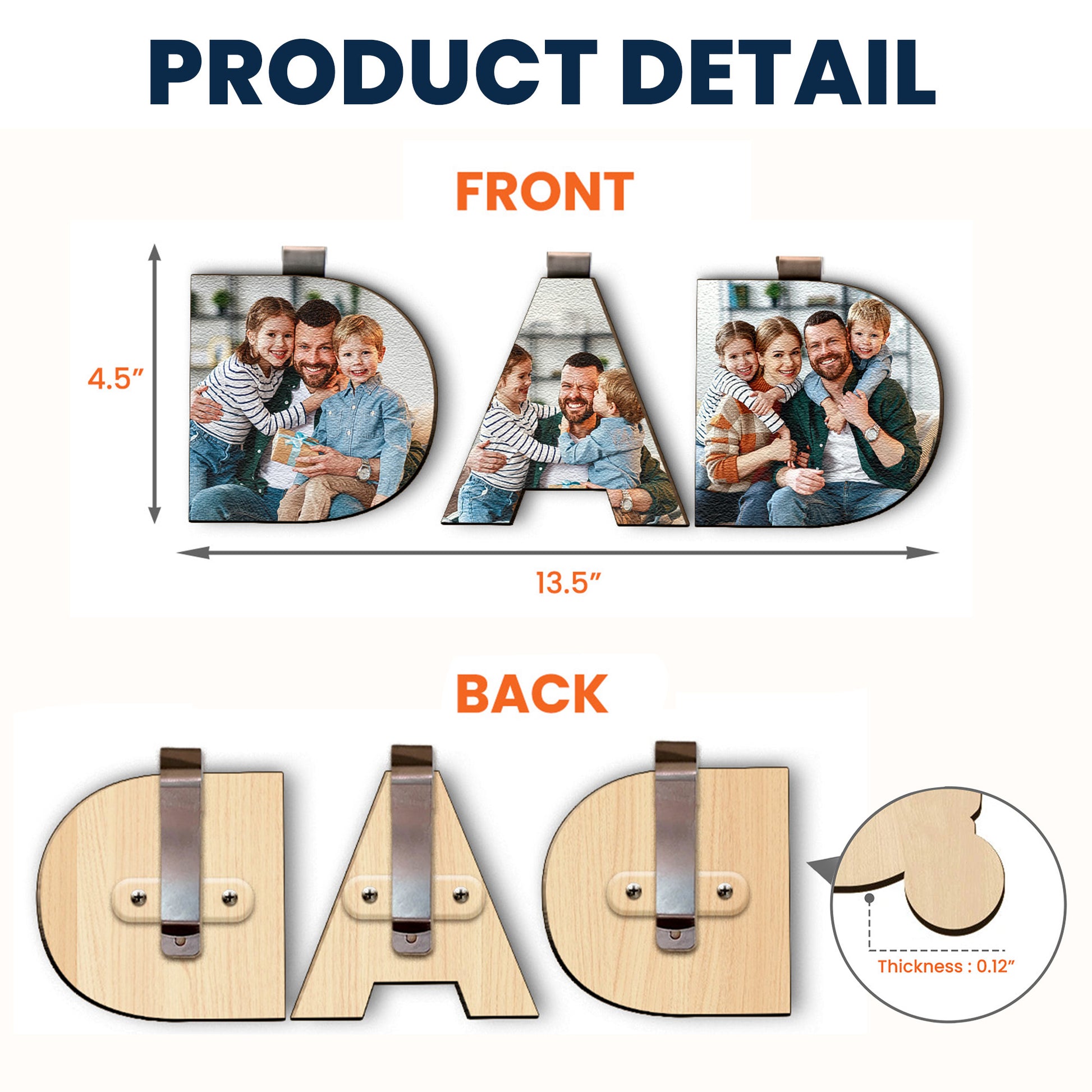 Custom Photo Dad, Mom Drive Safe - 3 Pieces - Personalized Wooden Photo Car Visor Clip Set