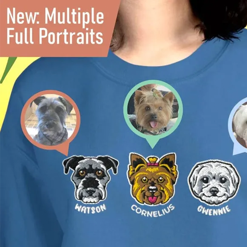 Custom Embroidered Pet Sweatshirt | Personalized Pet Embroidery Jumper From Photo