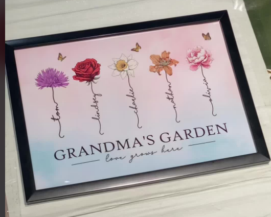 Grandma‘s Garden Love Grows Here Beautiful Birth Month Flowers Personalized Poster