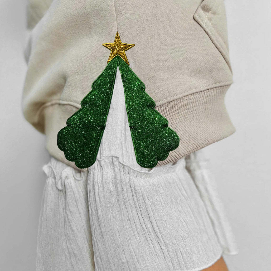 Personalized Merry Christmas Side Tree Cut-Out Sweatshirt