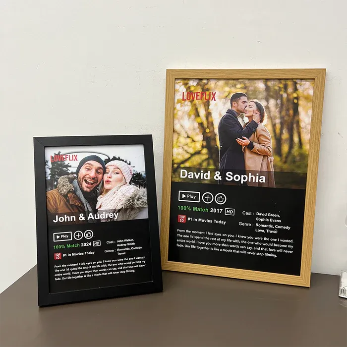 ⭐️Custom LOVEFLIX Movie Photo Frame with Your Love Story