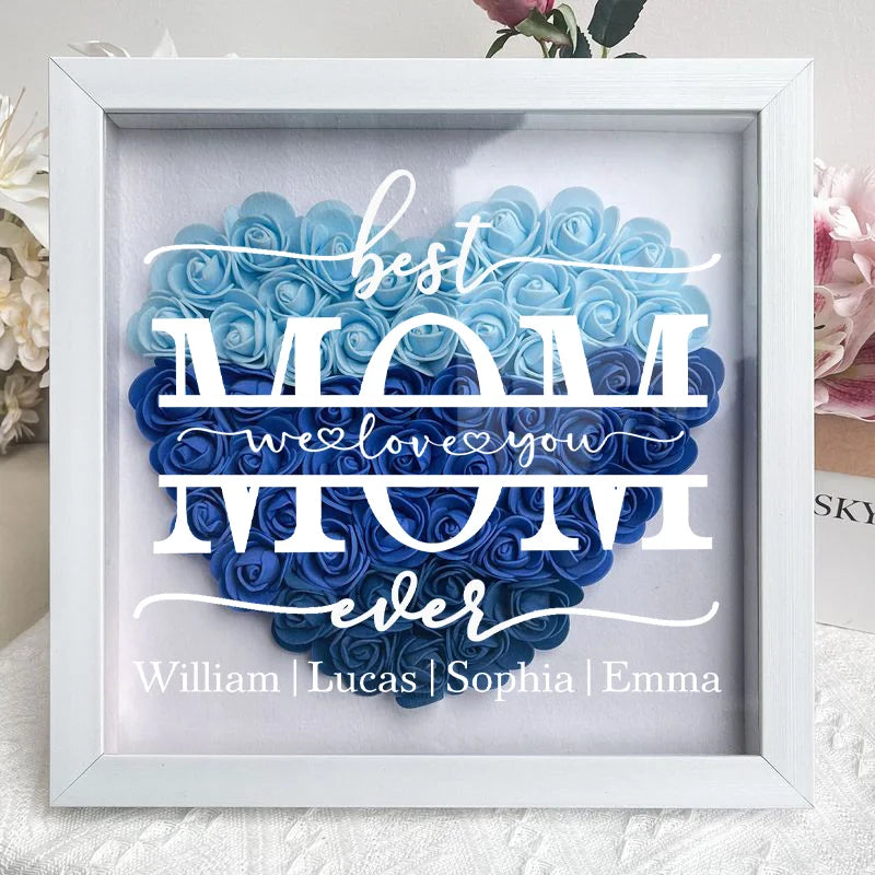 Best Mom Ever - Personalized Flower Shadow Box With Led Light