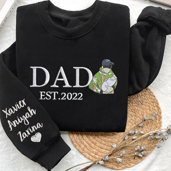 Custom Dad Sweatshirt Hoodie With Photo Embroidered Unique Father's Day Gift Ideas