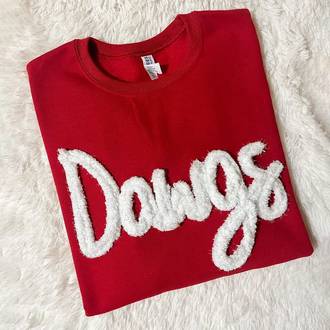 Personalized Yarn Embroidered Sweatshirt, Custom Chenille Team Sweatshirt