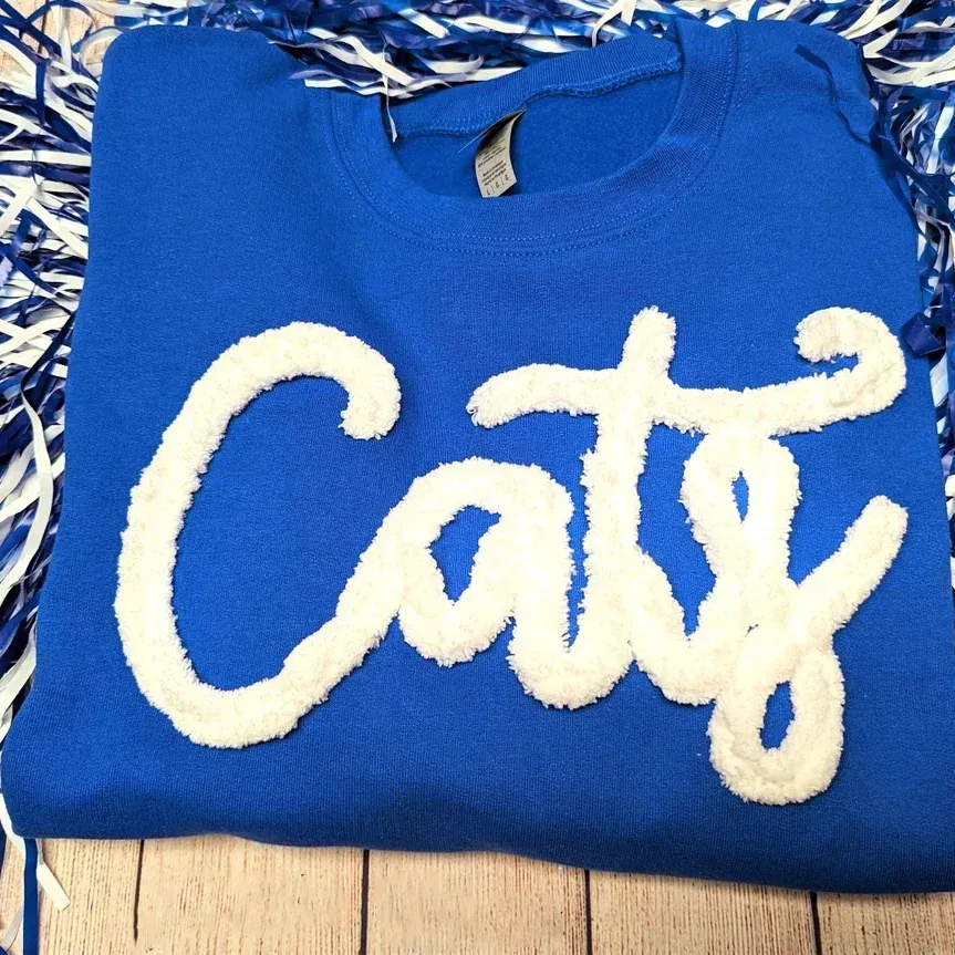 Personalized Yarn Embroidered Sweatshirt, Custom Chenille Team Sweatshirt