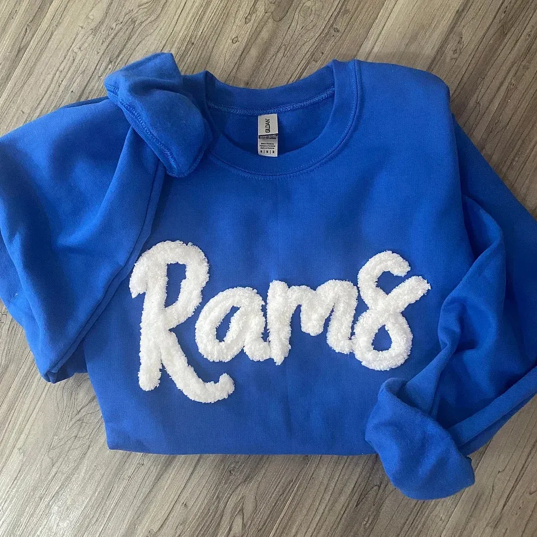 Personalized Yarn Embroidered Sweatshirt, Custom Chenille Team Sweatshirt