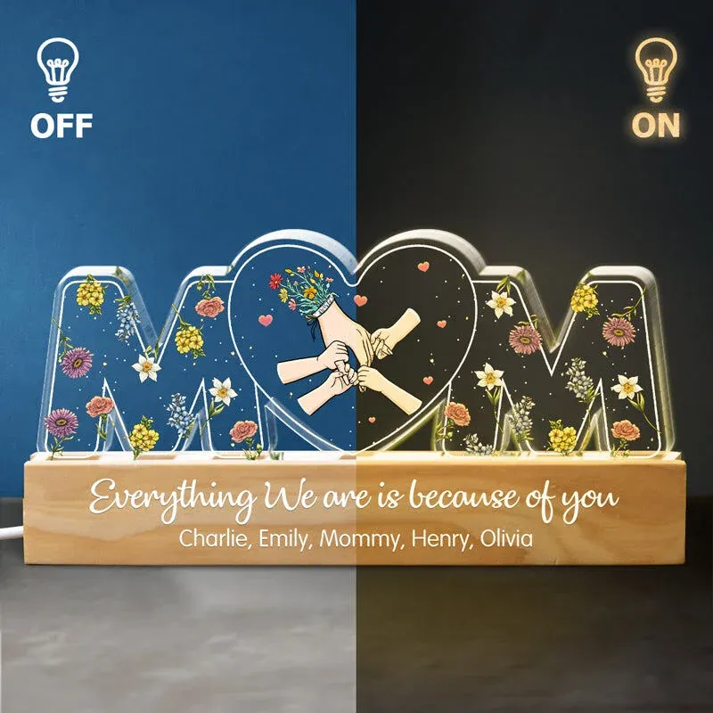 Personalized Acrylic Letter Lamp With Warm Hands Beautiful Gift For Mother
