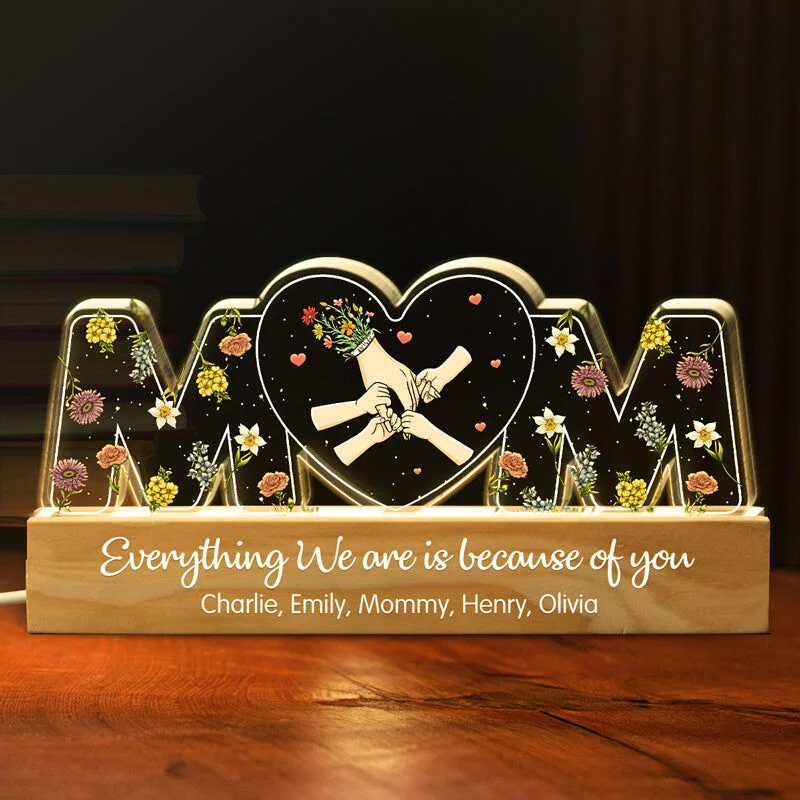 Personalized Acrylic Letter Lamp With Warm Hands Beautiful Gift For Mother