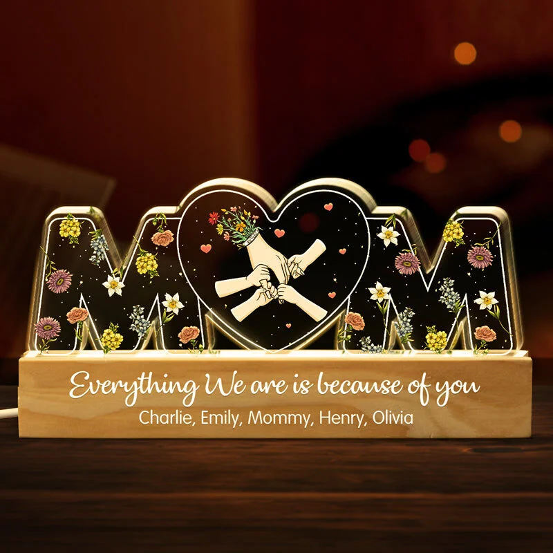 Personalized Acrylic Letter Lamp With Warm Hands Beautiful Gift For Mother