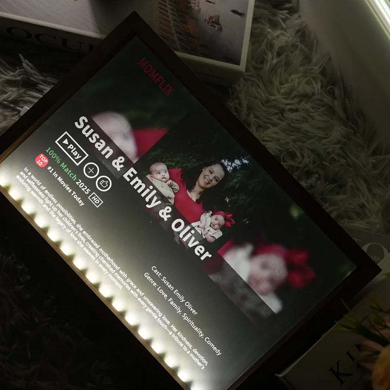 🎬 MOM/MUMFLIX Personalized Mother’s Day Photo Light Frame