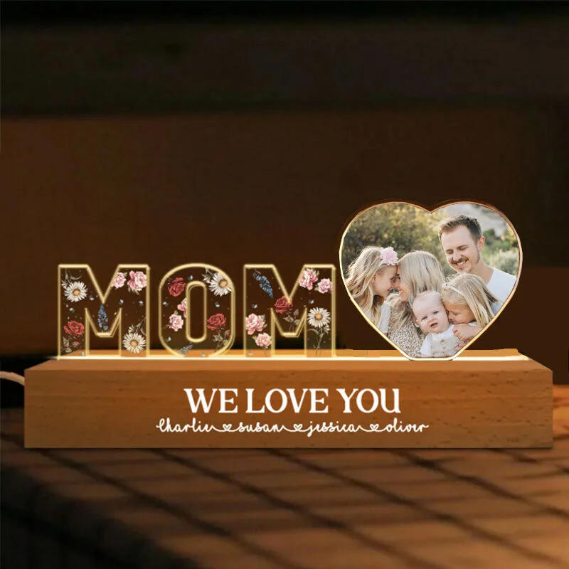 Personalized Acrylic Letter Lamp Custom Photo And Birthday Flower Mother's Day Gift