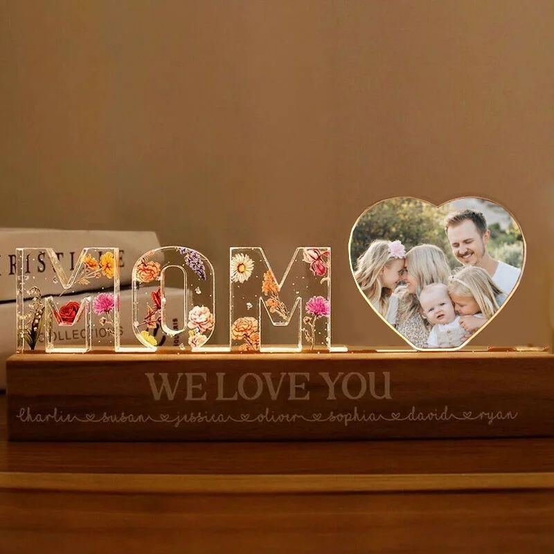 Personalized Acrylic Letter Lamp Custom Photo And Birthday Flower Mother's Day Gift