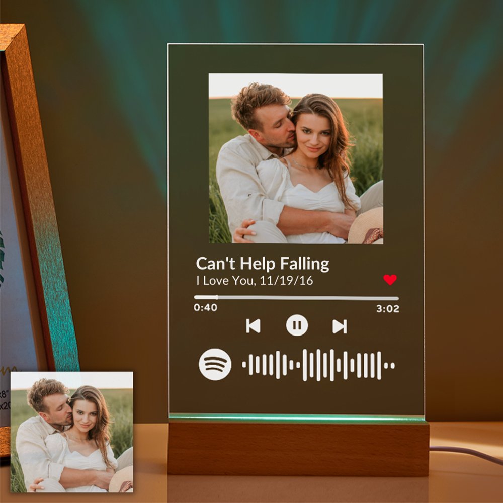 Customizable Photo Music Plaque Night Light | Mother's Day Gifts