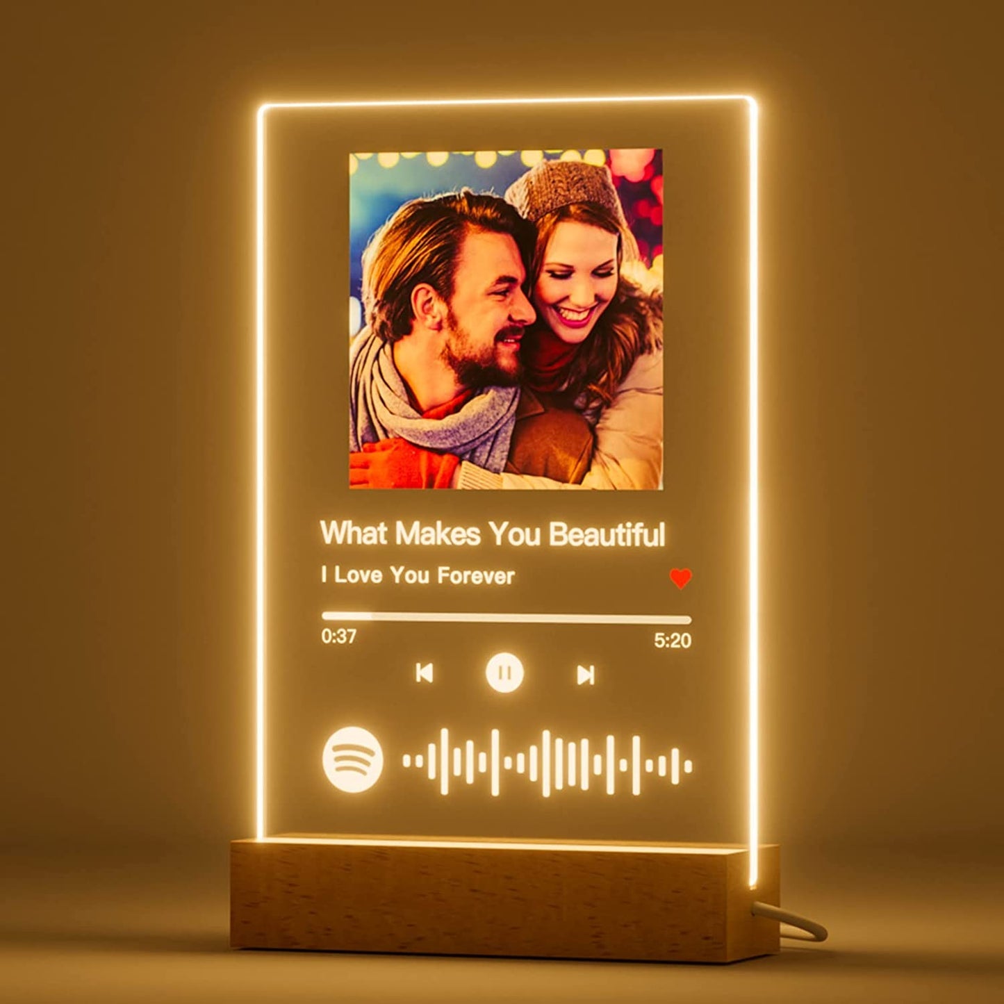 Customizable Photo Music Plaque Night Light | Mother's Day Gifts