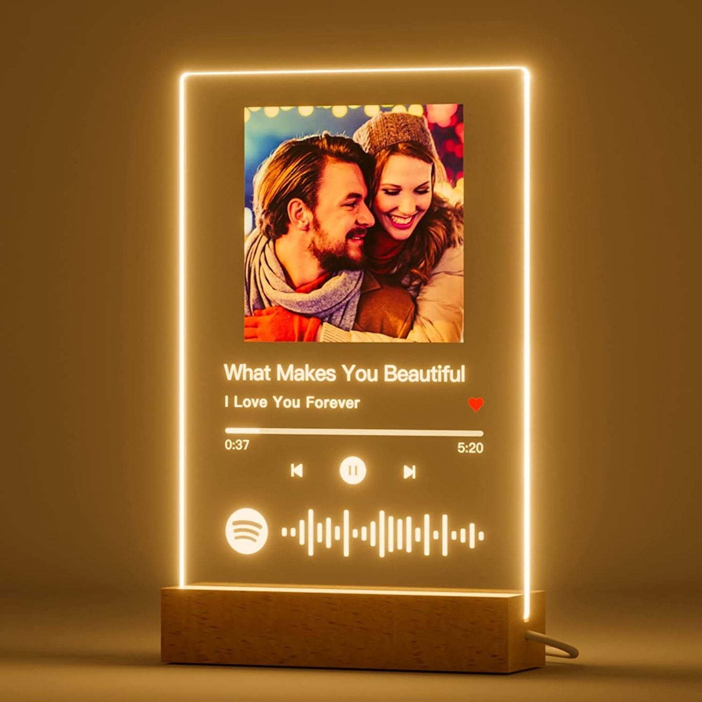 Customizable Photo Music Plaque Night Light | Mother's Day Gifts