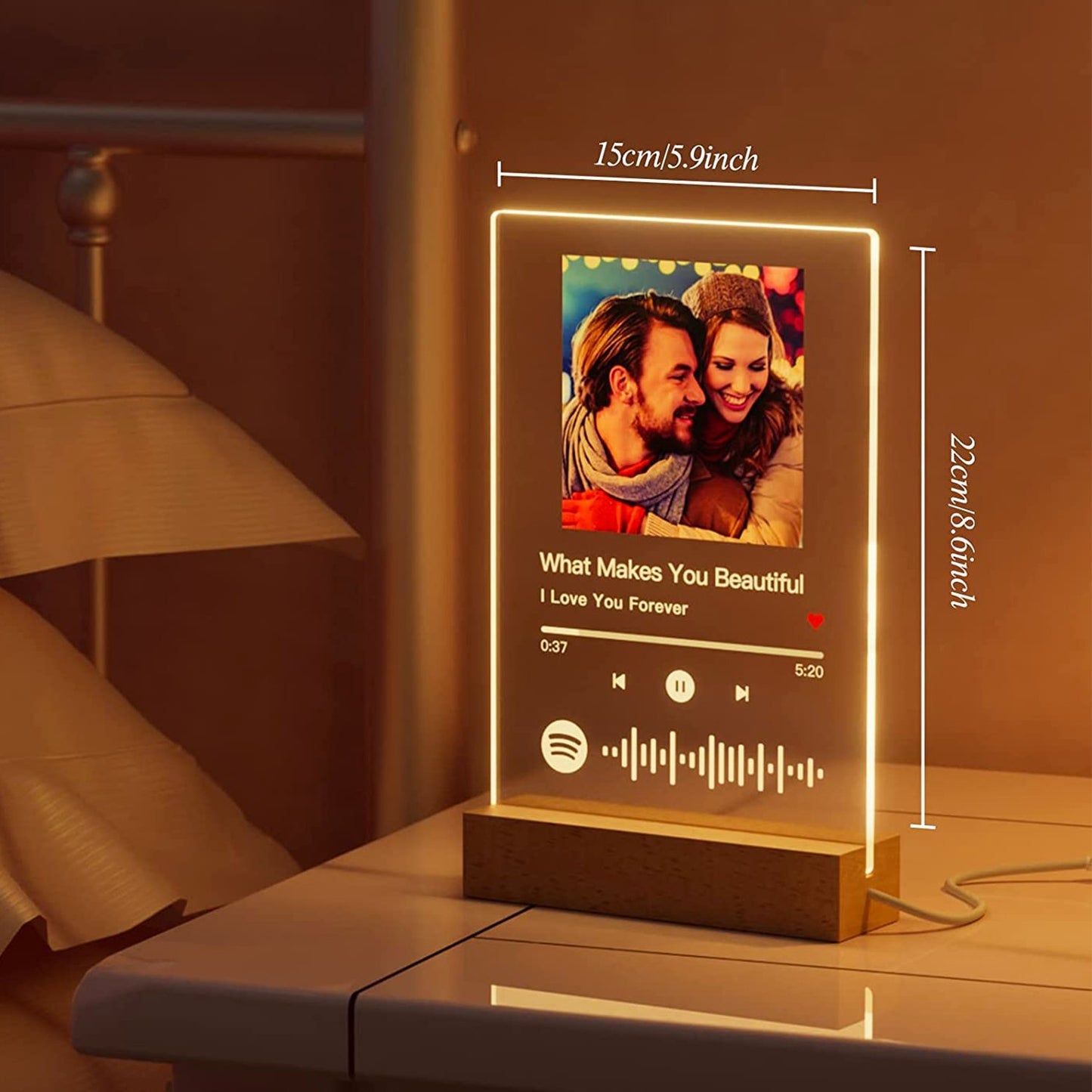 Customizable Photo Music Plaque Night Light | Mother's Day Gifts