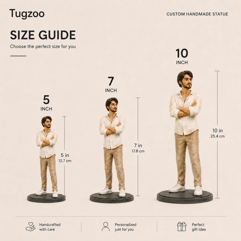 Custom Couple Figurine from Photo - Personalized 3D Printed Statue | Handmade Anniversary Gift