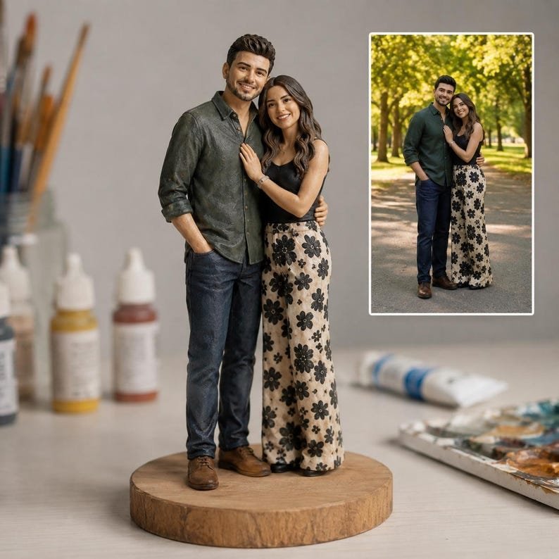 Custom Couple Figurine from Photo - Personalized 3D Printed Statue | Handmade Anniversary Gift