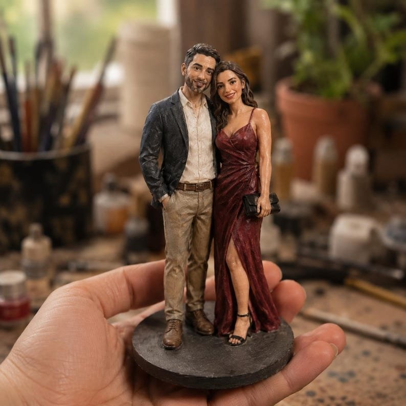 Custom Couple Figurine from Photo - Personalized 3D Printed Statue | Handmade Anniversary Gift