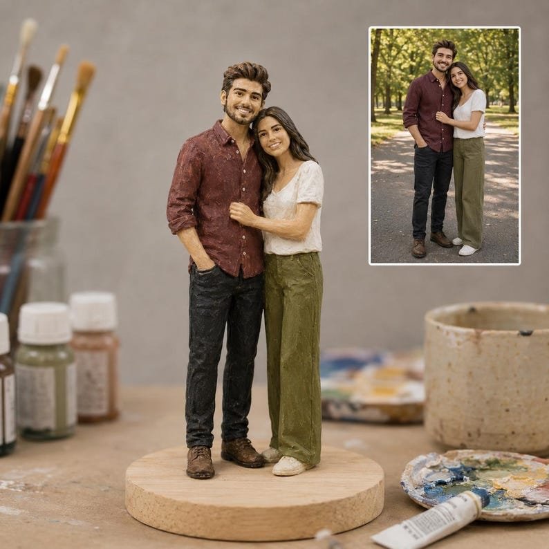 Custom Couple Figurine from Photo - Personalized 3D Printed Statue | Handmade Anniversary Gift