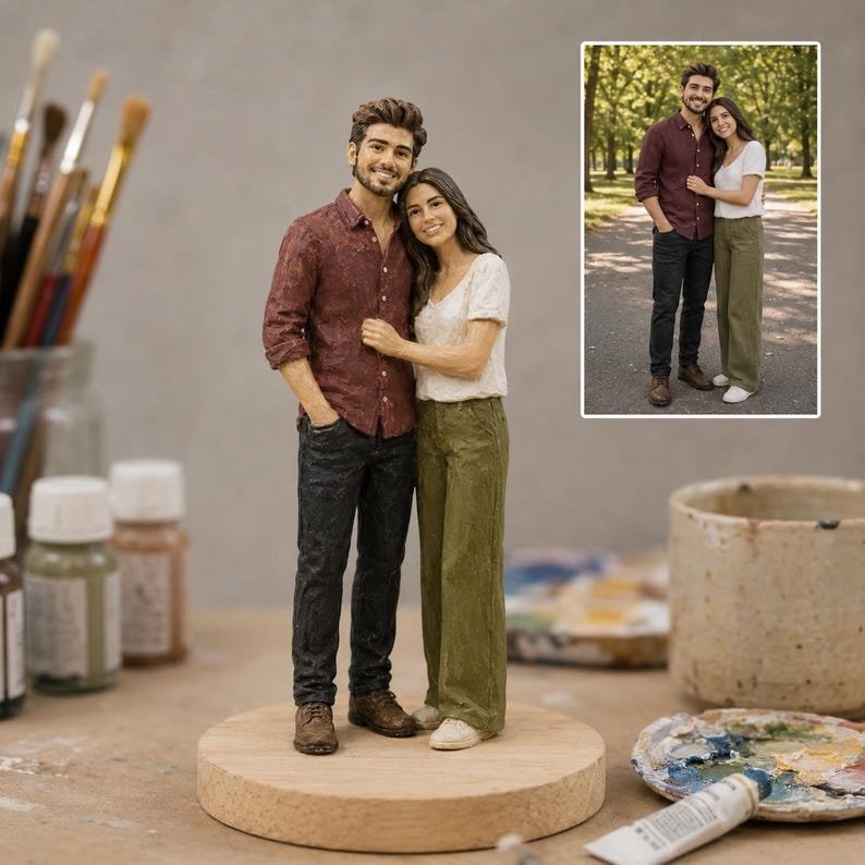 Custom Couple Figurine from Photo - Personalized 3D Printed Statue | Handmade Anniversary Gift