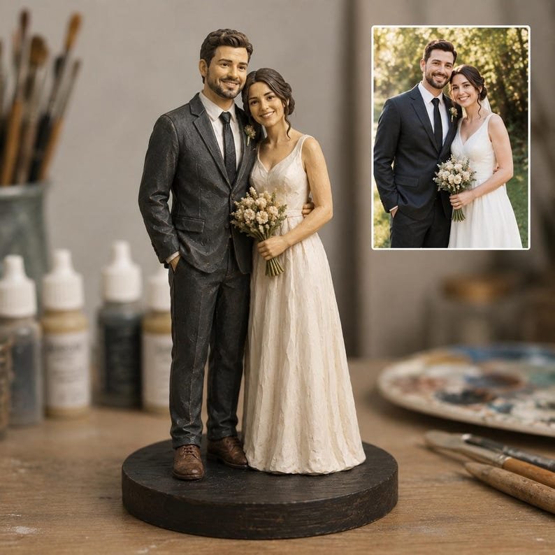 Custom Couple Figurine from Photo - Personalized 3D Printed Statue | Handmade Anniversary Gift