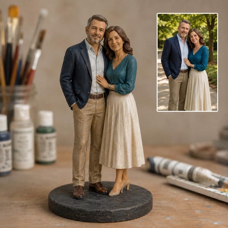 Custom Couple Figurine from Photo - Personalized 3D Printed Statue | Handmade Anniversary Gift