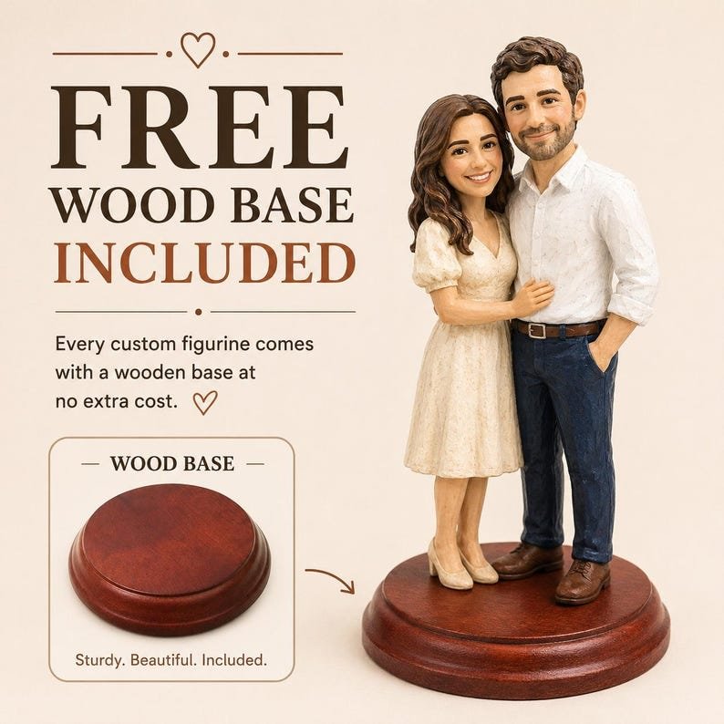 Custom Couple Figurine from Photo - Personalized 3D Printed Statue | Handmade Anniversary Gift