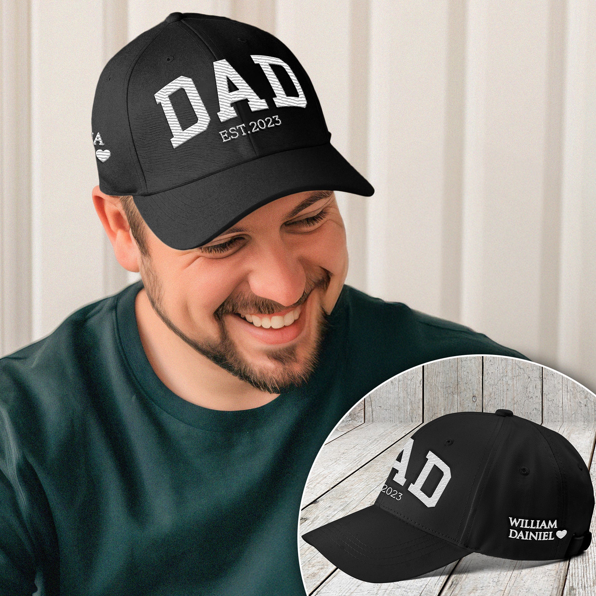 Dad Papa Grandpa With Kids' Names - Personalized Embroidered Cap