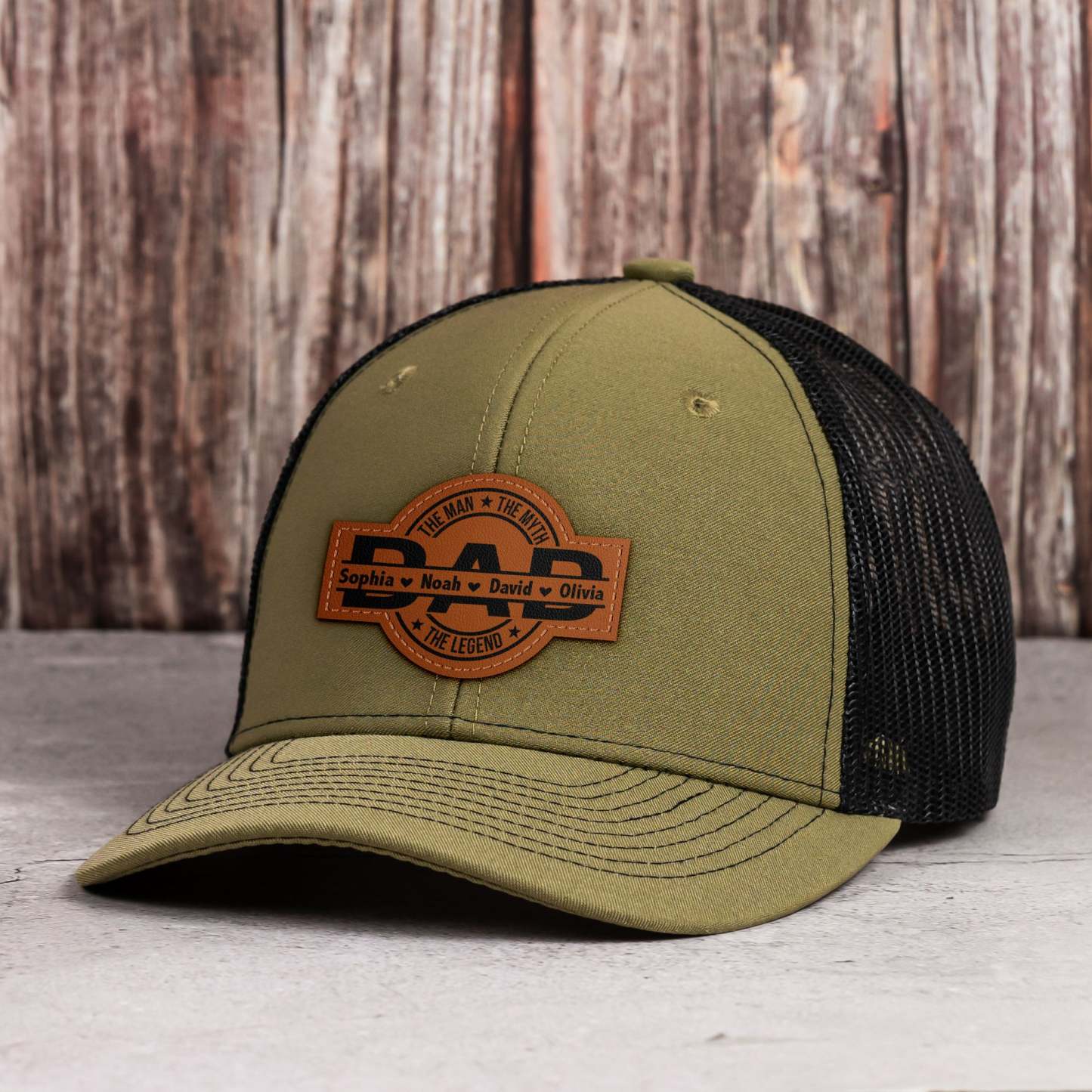 Dad, The Man, The Myth, The Legend - Personalized Leather Patch Hat