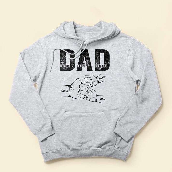 Dad The Man The Myth The Legend - Custom Personalized Dad Fist Bump T-Shirt Father's Day