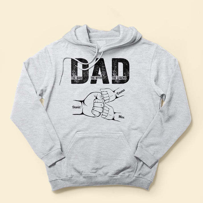 Dad The Man The Myth The Legend - Custom Personalized Dad Fist Bump T-Shirt Father's Day