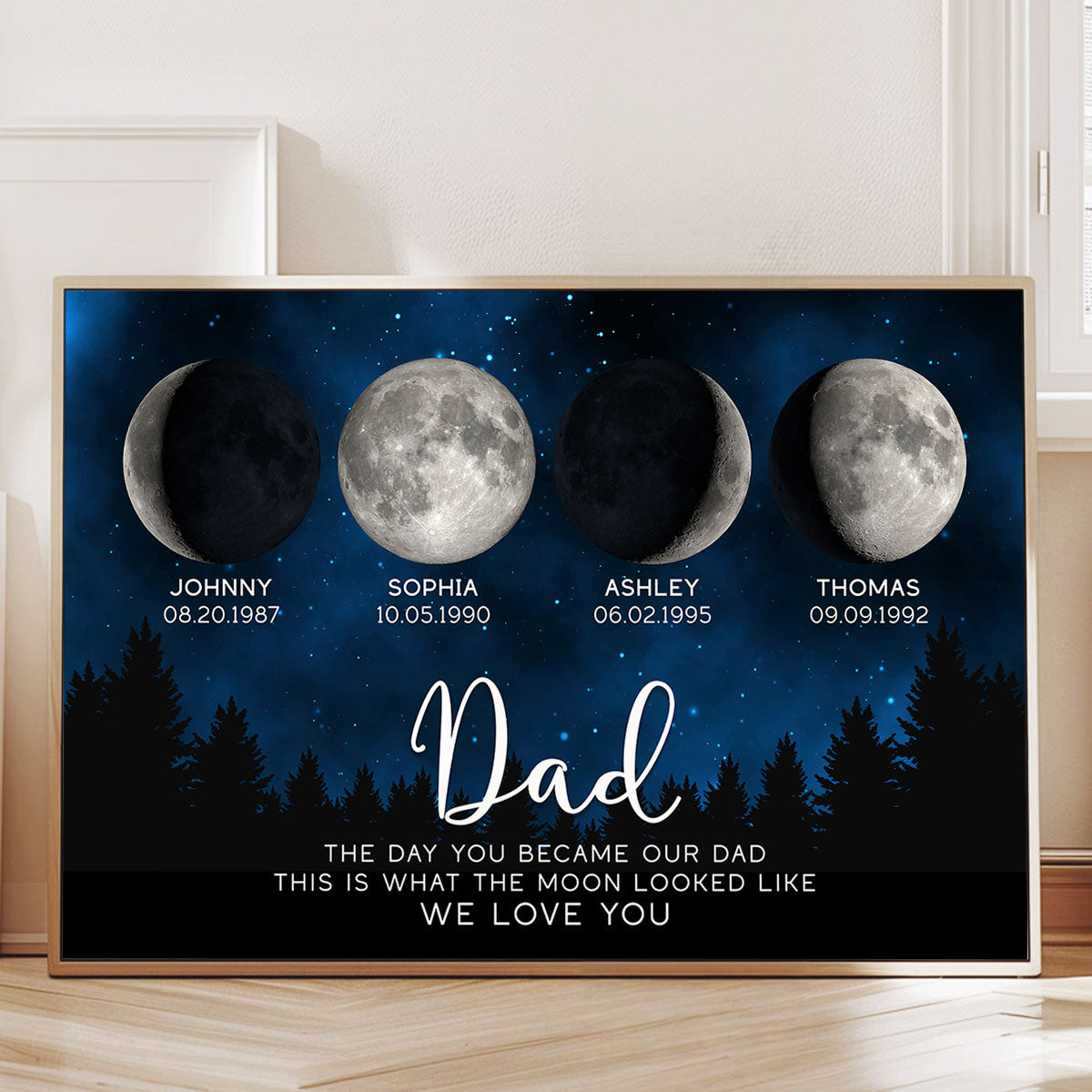 This Is What The Moon Looked Like The Day You Became Dad Grandpa Custom Birth Moon Phase Personalized Frame