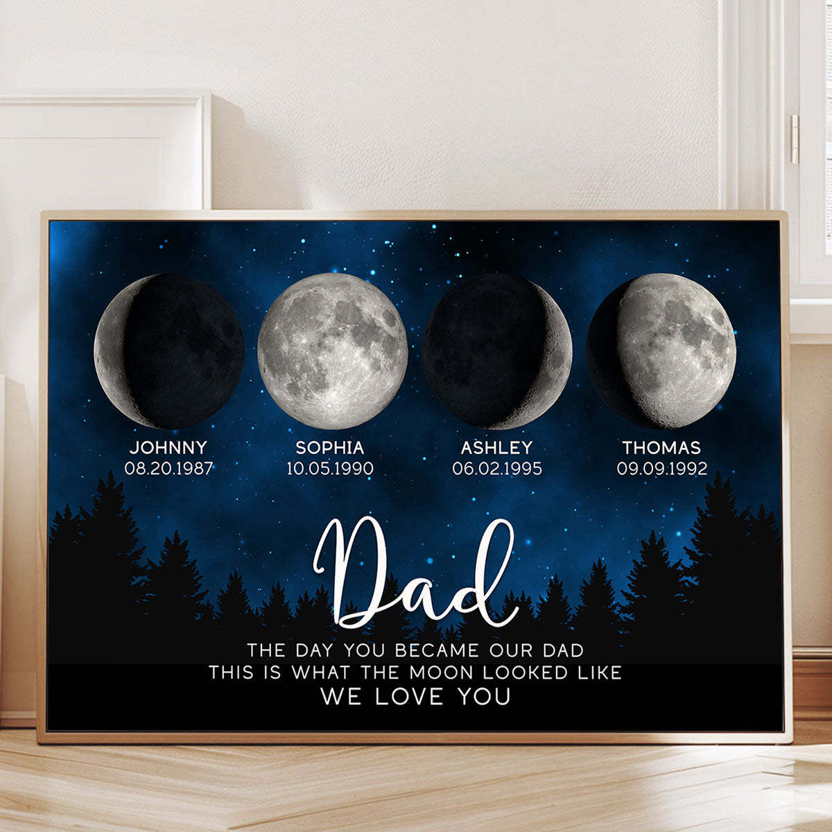 This Is What The Moon Looked Like The Day You Became Dad Grandpa Custom Birth Moon Phase Personalized Frame