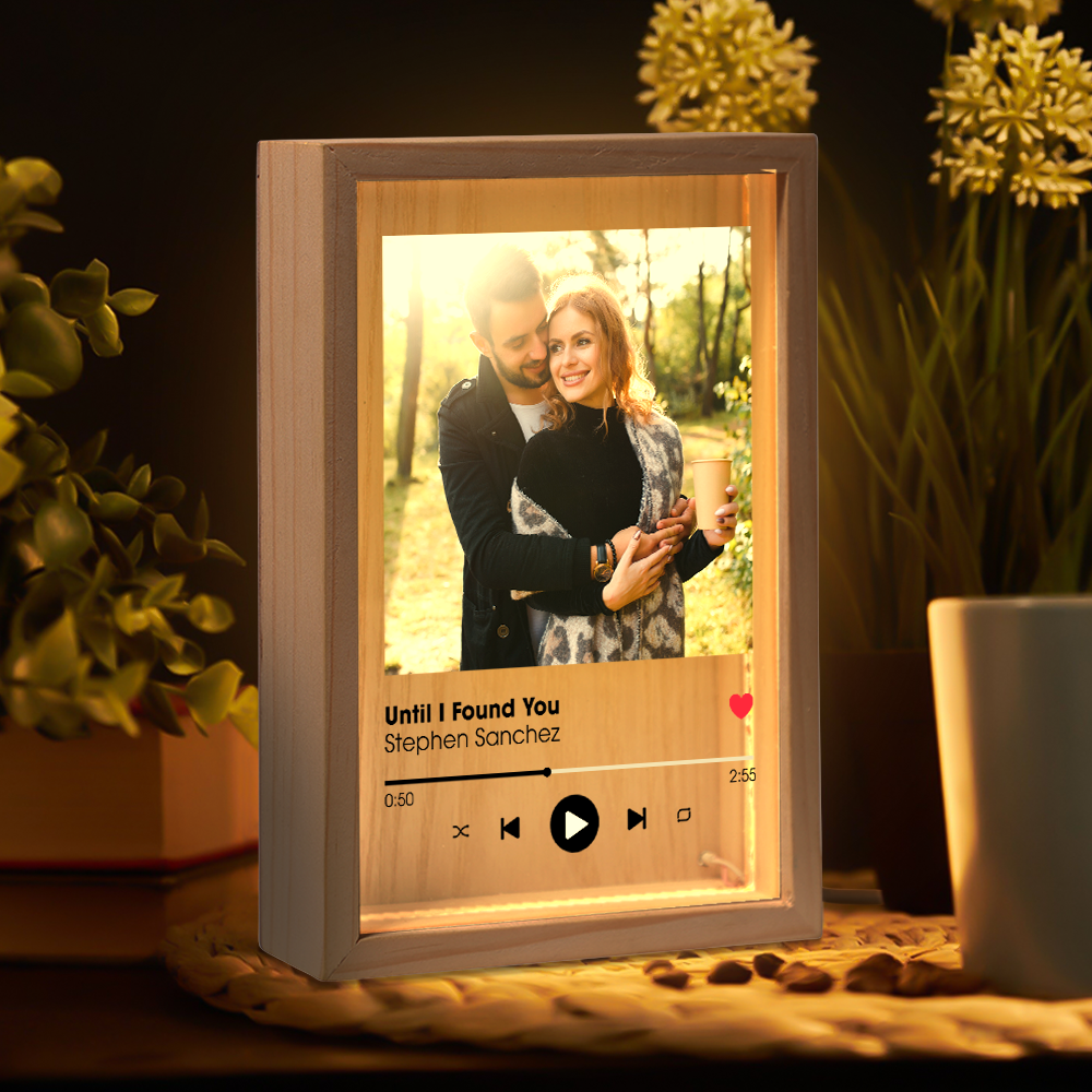 Favorite Song Title - Personalized Photo Frame Light Box - Anniversary Gifts For Her, Him