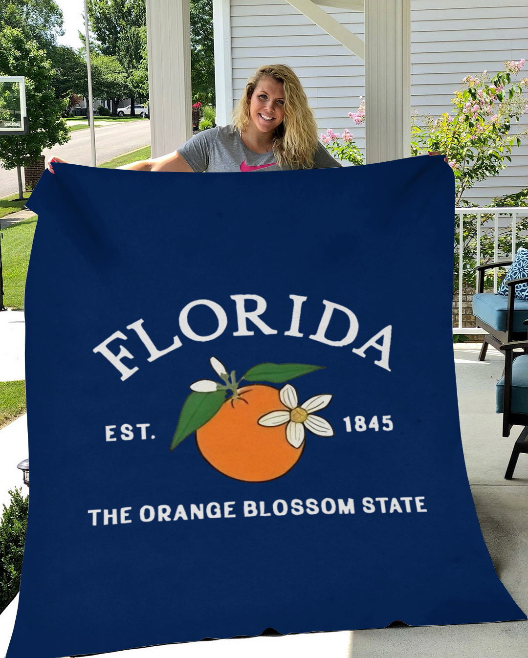 Custom Florida Flower/ Flag Blanket